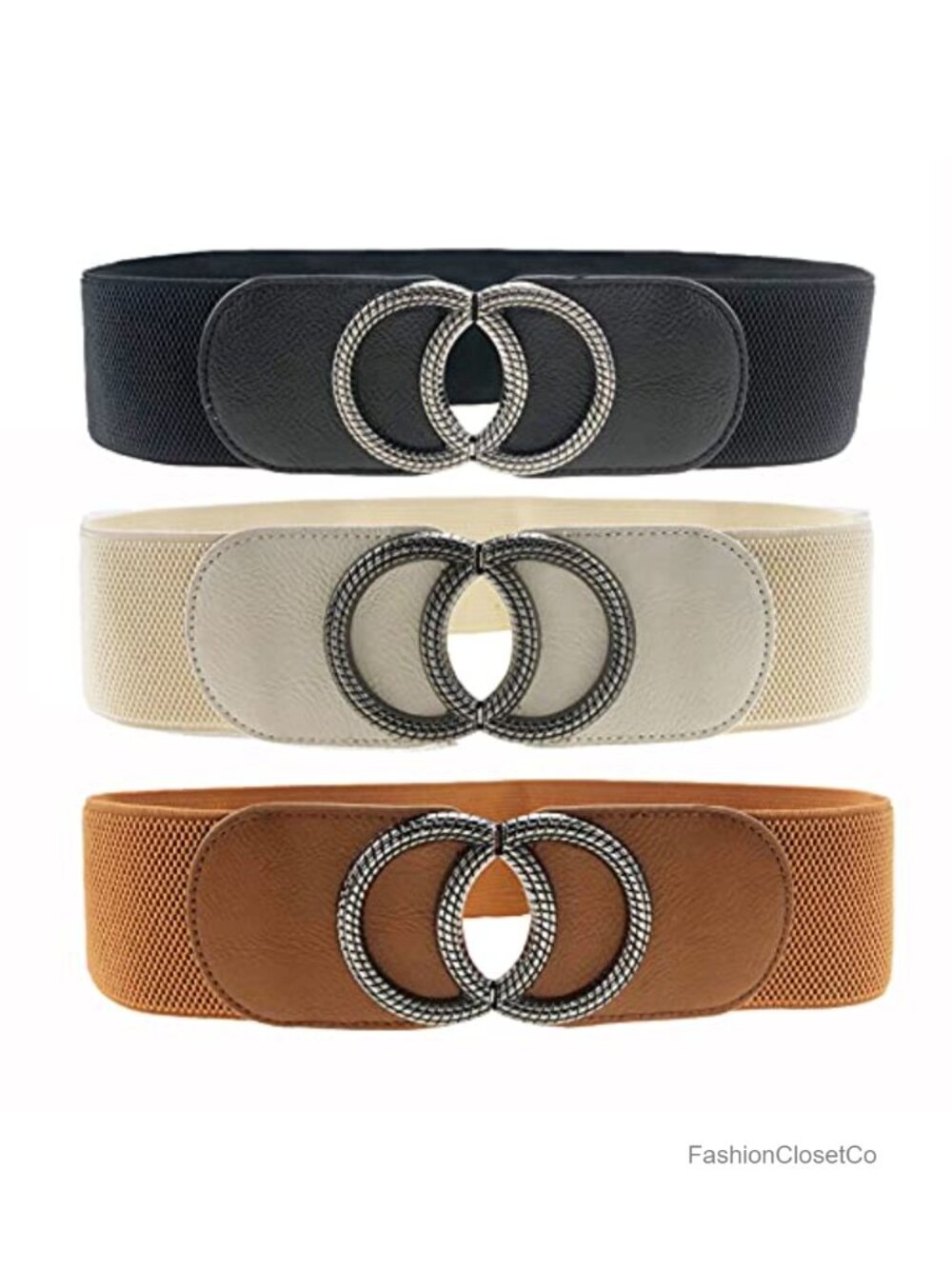 Vintage Elastic Waist Belt for Dresses, 2 Size Options, Metal Buckle